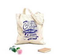 AILOONG Reusable Shopping Tote Bag Serf Serfing West Coast Riding The Waves Ocean 340g/m² thick fabric Customizable slogan
