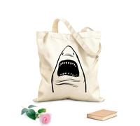 AILOONG Reusable Shopping Tote Bag Shark Fish Predator Sea Ocean Marine 12 oz thick fabric Customizable slogan 25x30cm Small