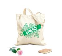 AILOONG Reusable Shopping Tote Bag synergy collaboration business office space words 340g/m² thick fabric Customizable slogan