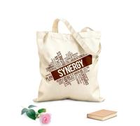 AILOONG Reusable Shopping Tote Bag synergy collaboration business office space words 340g/m² thick fabric Customizable slogan