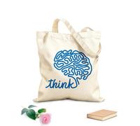 AILOONG Reusable Shopping Tote Bag think brain home office school lab inspirational 340g/m² thick fabric Customizable slogan