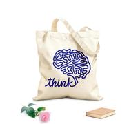 AILOONG Reusable Shopping Tote Bag think brain home office school lab inspirational 340g/m² thick fabric Customizable slogan