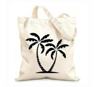 AILOONG Reusable Shopping Tote Bag Tropical Palm Trees Recreation Relax 12 oz thick fabric Customizable slogan 25x30cm Small