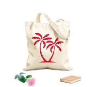 AILOONG Reusable Shopping Tote Bag Tropical Palm Trees Recreation Relax 340g/m² thick fabric Customizable slogan