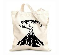 AILOONG Reusable Shopping Tote Bag Volcano Natural Mountain Volcanic Eruption Tourism 12 oz thick fabric Customizable slogan 35x40cm Large