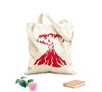 AILOONG Reusable Shopping Tote Bag Volcano Natural Mountain Volcanic Eruption Tourism 340g/m² thick fabric Customizable slogan
