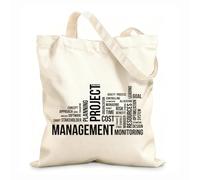 AILOONG Reusable Shopping Tote Bag word cloud project management office 12 oz thick fabric Customizable slogan 35x40cm Large