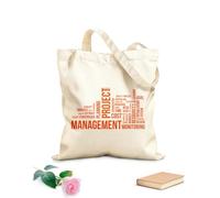AILOONG Reusable Shopping Tote Bag word cloud project management office 340g/m² thick fabric Customizable slogan