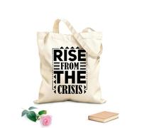 AILOONG rise from the crisis typography quotes Reusable Shopper Bags 12 oz thick fabric Foldable 25x30cm Small