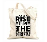 AILOONG rise from the crisis typography quotes Reusable Shopper Bags 12 oz thick fabric Foldable 35x40cm Large