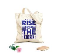 AILOONG rise from the crisis typography quotes Reusable Shopper Bags 340g/m² thick fabric Foldable