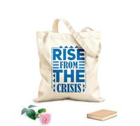 AILOONG rise from the crisis typography quotes Reusable Shopper Bags 340g/m² thick fabric Foldable