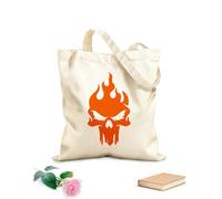 AILOONG Scary Skull Fire Skeleton Horror Unbleached Canvas Tote Bag 340g/m² thick fabric Uses as a tool bag