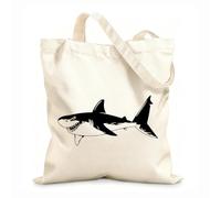 AILOONG Shark Fish Sea Ocean Bath Quote Unbleached Canvas Tote Bag 12 oz thick fabric Uses as a tool bag 25x30cm Small