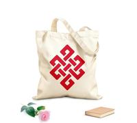 AILOONG Shrivatsa Endless Knot Hinduism Symbol Canvas Tote Bag 340g/m² thick fabric Replaces school bag