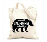 AILOONG Sign Greeting Welcome to California Republic Unbleached Canvas Tote Bag 12 oz thick fabric Uses as a tool bag 35x40cm Large