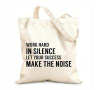 AILOONG Silently Work Out Fitnesscenter Motivational Quotes Exercise Success Inspiring Sports Calico Women's Bags 12 oz thick fabric Foldable 35x40cm Large