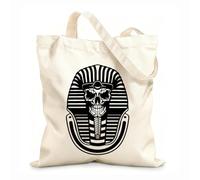 AILOONG Skeleton Pharaoh Skull Bones Ancient Egypt Unbleached Canvas Tote Bag 12 oz thick fabric Uses as a tool bag 25x30cm Small