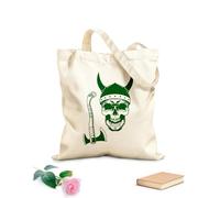 AILOONG Skull Viking Skeleton Axe Weapon Helmet Unbleached Canvas Tote Bag 340g/m² thick fabric Uses as a tool bag