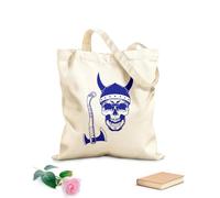 AILOONG Skull Viking Skeleton Axe Weapon Helmet Unbleached Canvas Tote Bag 340g/m² thick fabric Uses as a tool bag
