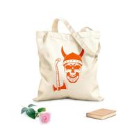 AILOONG Skull Viking Skeleton Axe Weapon Helmet Unbleached Canvas Tote Bag 340g/m² thick fabric Uses as a tool bag