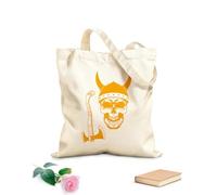 AILOONG Skull Viking Skeleton Axe Weapon Helmet Unbleached Canvas Tote Bag 340g/m² thick fabric Uses as a tool bag