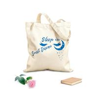 AILOONG Sleep Sweet Dreams Moon Stars Night Unbleached Canvas Tote Bag 340g/m² thick fabric Uses as a tool bag