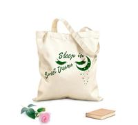 AILOONG Sleep Sweet Dreams Moon Stars Night Unbleached Canvas Tote Bag 340g/m² thick fabric Uses as a tool bag