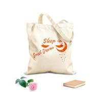 AILOONG Sleep Sweet Dreams Moon Stars Night Unbleached Canvas Tote Bag 340g/m² thick fabric Uses as a tool bag