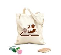 AILOONG Sleuth Detective Loupe Fingerprint Open Book Canvas Tote Bag 340g/m² thick fabric Replaces school bag
