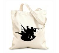AILOONG Soldiers Silhouette Military ating War Cotton Canvas Shopping Bag 12 oz thick fabric Uses as a gift bag 35x40cm Large