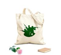 AILOONG Soldiers Silhouette Military ating War Cotton Canvas Shopping Bag 340g/m² thick fabric Uses as a gift bag