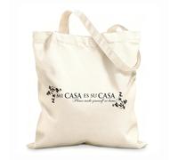 AILOONG Spanish My House Is Your Welcome Entrance Hello Mi Casa Es U Casa Let Yourself Be Calico Women's Bags 12 oz thick fabric Foldable 35x40cm Large