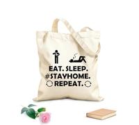 AILOONG Stay Home Virus Phrase Lettering Unbleached Canvas Tote Bag 12 oz thick fabric Uses as a tool bag 31x36cm Medium