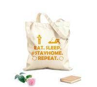 AILOONG Stay Home Virus Phrase Lettering Unbleached Canvas Tote Bag 340g/m² thick fabric Uses as a tool bag