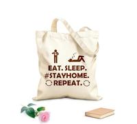 AILOONG Stay Home Virus Phrase Lettering Unbleached Canvas Tote Bag 340g/m² thick fabric Uses as a tool bag
