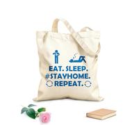 AILOONG Stay Home Virus Phrase Lettering Unbleached Canvas Tote Bag 340g/m² thick fabric Uses as a tool bag