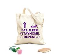 AILOONG Stay Home Virus Phrase Lettering Unbleached Canvas Tote Bag 340g/m² thick fabric Uses as a tool bag