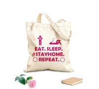 AILOONG Stay Home Virus Phrase Lettering Unbleached Canvas Tote Bag 340g/m² thick fabric Uses as a tool bag