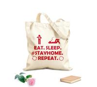 AILOONG Stay Home Virus Phrase Lettering Unbleached Canvas Tote Bag 340g/m² thick fabric Uses as a tool bag
