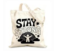 AILOONG Stay Strong Positive Qu Cotton Canvas Shoulder Bags 12 oz thick fabric Uses as a tool bag 25x30cm Small