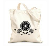 AILOONG Symbol Viking Warriors Weapons Shield And Axes Cotton Canvas Shopping Bag 12 oz thick fabric Uses as a gift bag 35x40cm Large