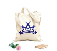 AILOONG Tattoo Studio Logo Identity Business Shop Tattoo Machine Tools Calico Women's Bags 340g/m² thick fabric Foldable