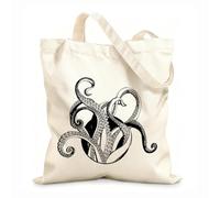 AILOONG Tentacles Octopus Kraken Nautical Marine Sea Cotton Canvas Shopping Bag 12 oz thick fabric Uses as a gift bag 25x30cm Small