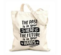 AILOONG the past is in your head the future is in your hands typography print design Reusable Shopper Bags 12 oz thick fabric Foldable 35x40cm Large