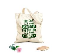 AILOONG the past is in your head the future is in your hands typography print design Reusable Shopper Bags 340g/m² thick fabric Foldable
