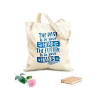 AILOONG the past is in your head the future is in your hands typography print design Reusable Shopper Bags 340g/m² thick fabric Foldable