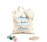 AILOONG Think Feel Live Positive Quote Words Lettering Unbleached Canvas Tote Bag 340g/m² thick fabric Uses as a tool bag