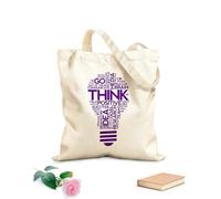 AILOONG Think Lightbulb Idea Office Space Inspirational Words Unbleached Canvas Tote Bag 340g/m² thick fabric Uses as a tool bag