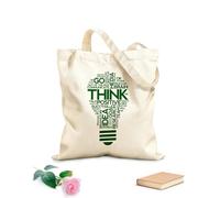 AILOONG Think Lightbulb Idea Office Space Inspirational Words Unbleached Canvas Tote Bag 340g/m² thick fabric Uses as a tool bag